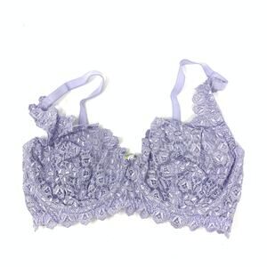 Vintage 1999 Victoria's Secret Women's Sz 34D Blue Purple Lace Bra Unlined